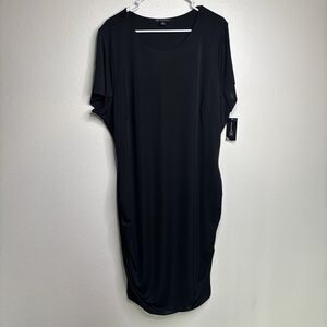 INC International Concepts BodyCon Dress NWT Women's 3x Black Stretch Ruching